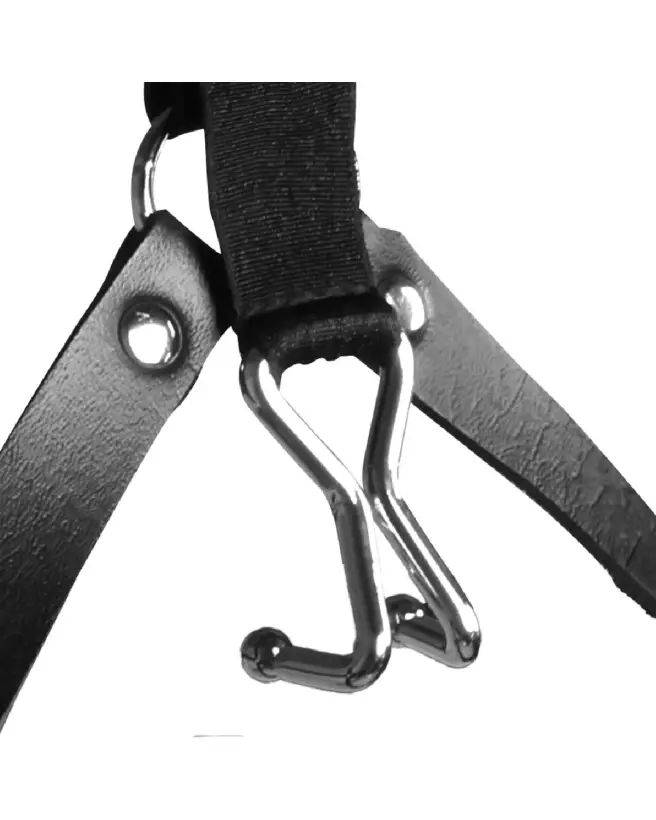 Head Harness with Spider Gag and Nose Hooks by Ouch! Shots in Black-7