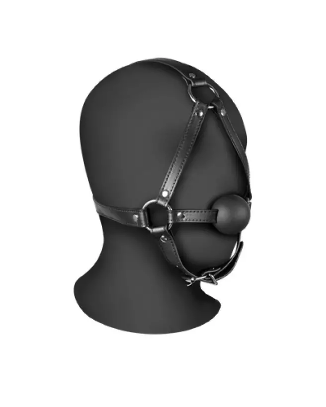 Head Harness Ball Gag Black - Baillon BDSM avec harnais ajustable - Ouch! by Shots-1