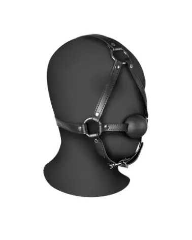 Head Harness Ball Gag Black - Baillon BDSM avec harnais ajustable - Ouch! by Shots-1