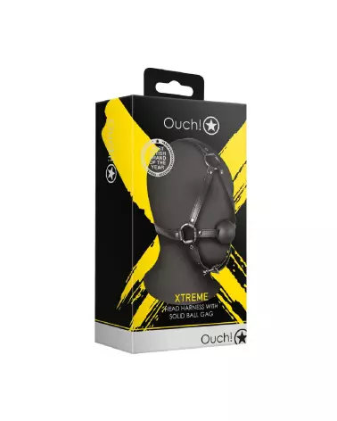Head Harness Ball Gag Black - Baillon BDSM avec harnais ajustable - Ouch! by Shots-2