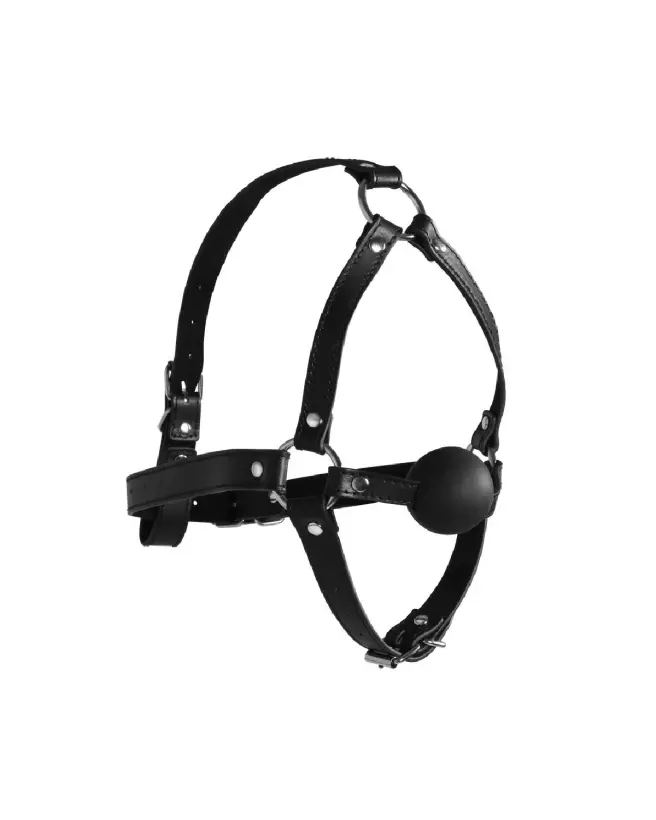 Head Harness Ball Gag Black - Baillon BDSM avec harnais ajustable - Ouch! by Shots-4