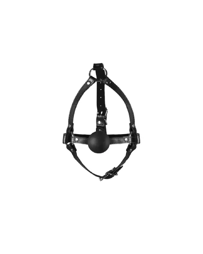 Head Harness Ball Gag Black - Baillon BDSM avec harnais ajustable - Ouch! by Shots-5