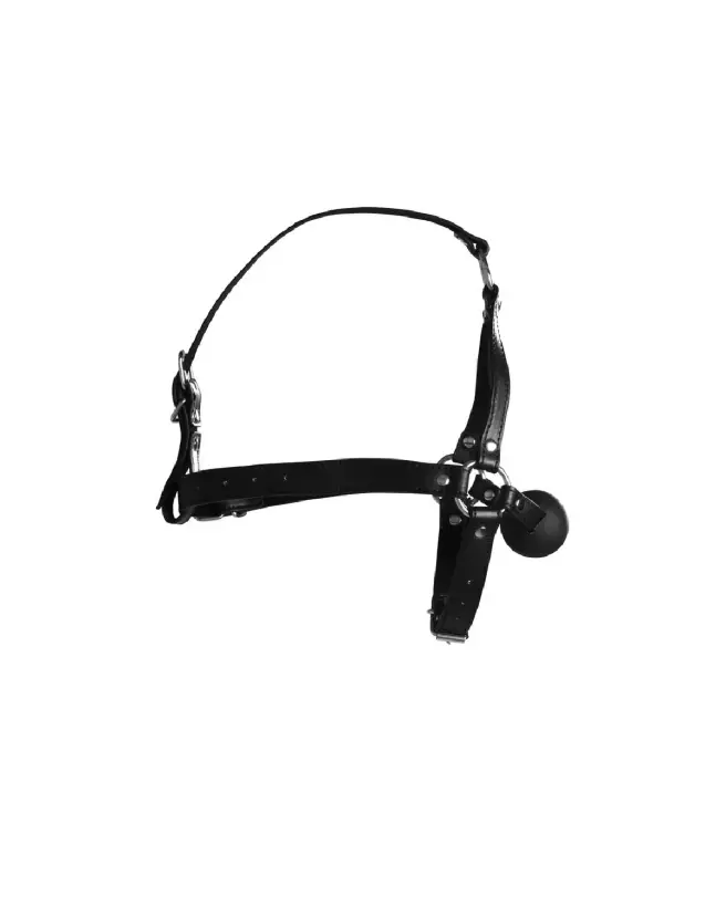 Head Harness Ball Gag Black - Baillon BDSM avec harnais ajustable - Ouch! by Shots-6
