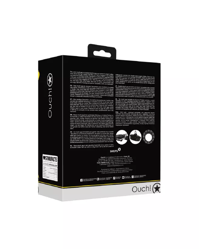 Baillon Open Mouth Gag avec Plug Stopper Noir par Ouch! Shots pour jeu de soumission-3