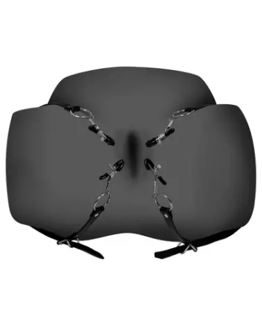 Labia Spreader with Clamps Black par Ouch! Shots pour stimulation clitoris et tétons-1