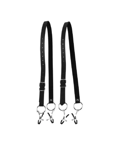Labia Spreader with Clamps Black par Ouch! Shots pour stimulation clitoris et tétons-4