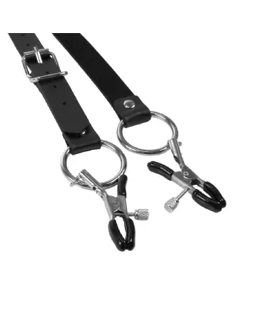Labia Spreader with Clamps Black par Ouch! Shots pour stimulation clitoris et tétons-6