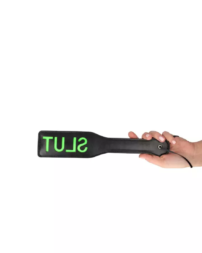Slut Paddle Neon Green Glow in the Dark de Ouch! by Shots pour jeux érotiques-7