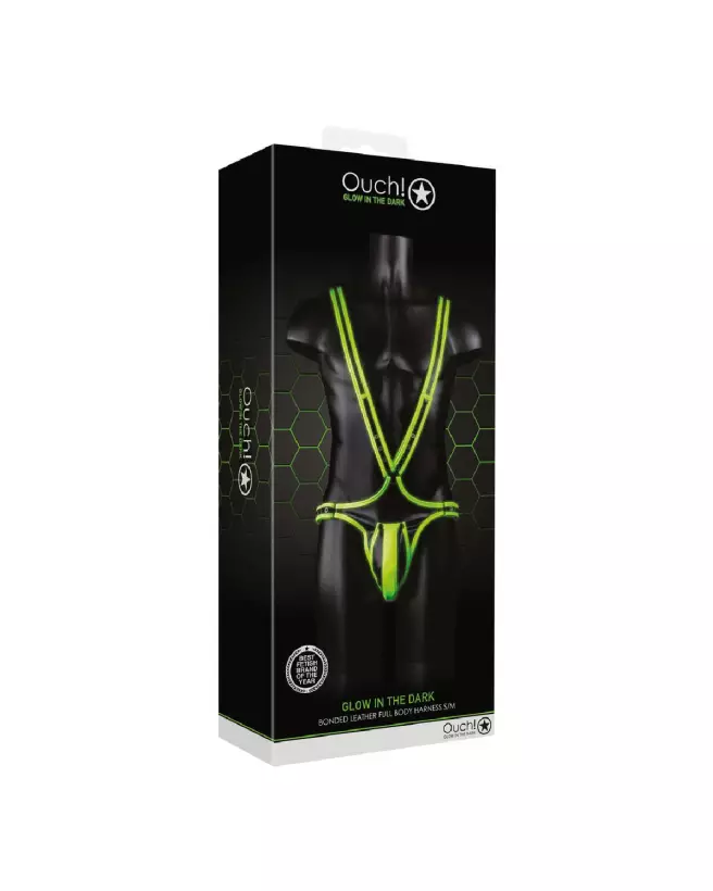 Image du Harnais Homme Lumineux S/M Ouch! by Shots, parfait pour soirées, durable et confortable-2