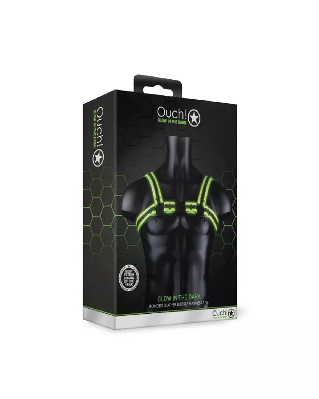 Harnais homme lumineux Buckle Harness Glow in the Dark S/M par Ouch! by Shots-2