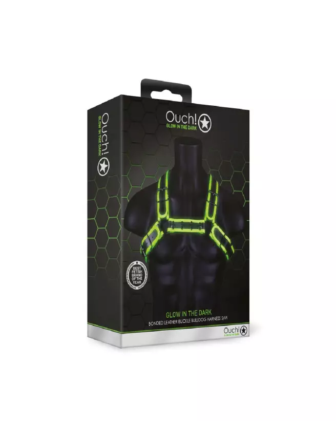 Harnais Bulldog phosphorescent taille S/M par Ouch! by Shots-2