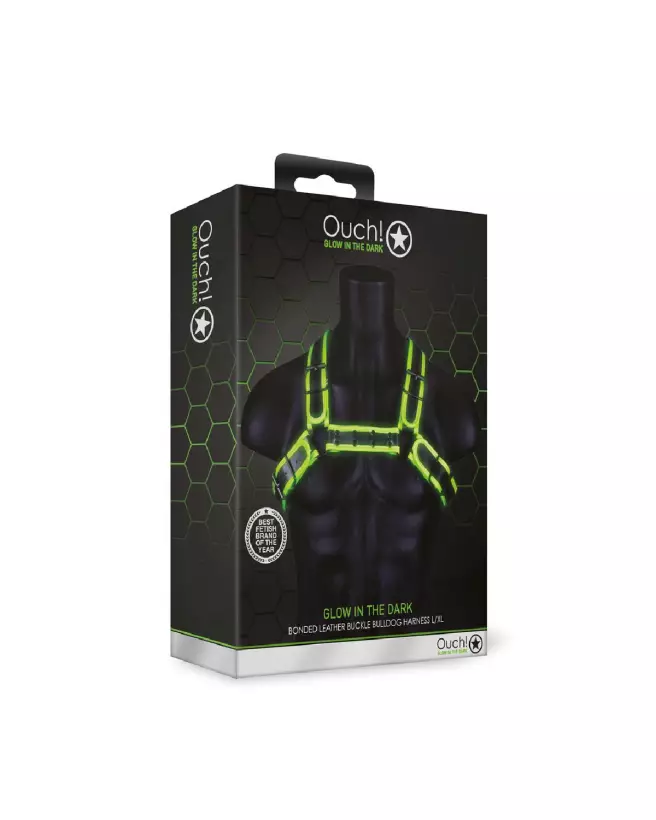 Harnais Bulldog Glow in the Dark L/XL pour Homme de Ouch! by Shots-2