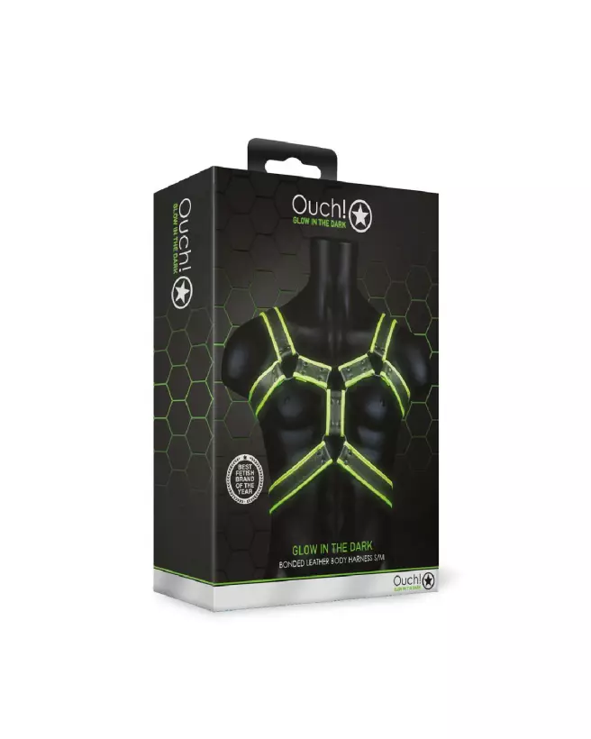 Harnais Body Armor Glow in the Dark S/M de Ouch! by Shots pour homme-2