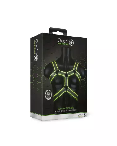 Harnais Body Armor Glow in the Dark S/M de Ouch! by Shots pour homme-2