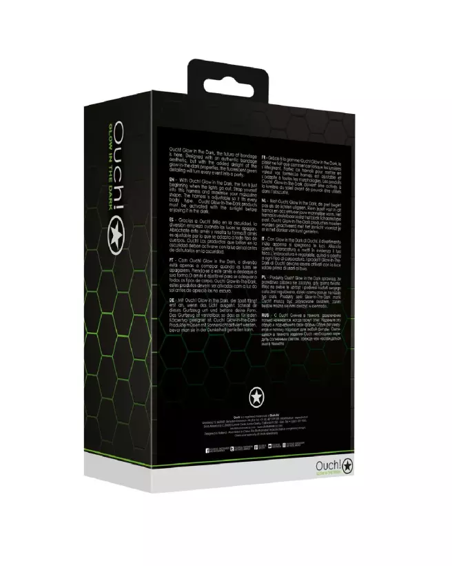Harnais Body Armor Glow in the Dark S/M de Ouch! by Shots pour homme-3