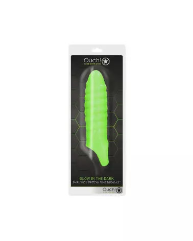 Swirl Thick Stretchy Penis Sheath Glow in the Dark par Ouch! Shots - Gaines pour Pénis-2