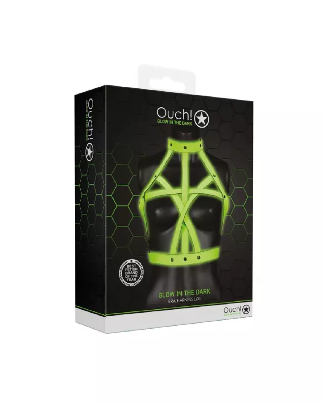 Image du Bra Harness Glow in the Dark par Ouch! by Shots en taille L/XL, parfait pour les soirées et festivals-2