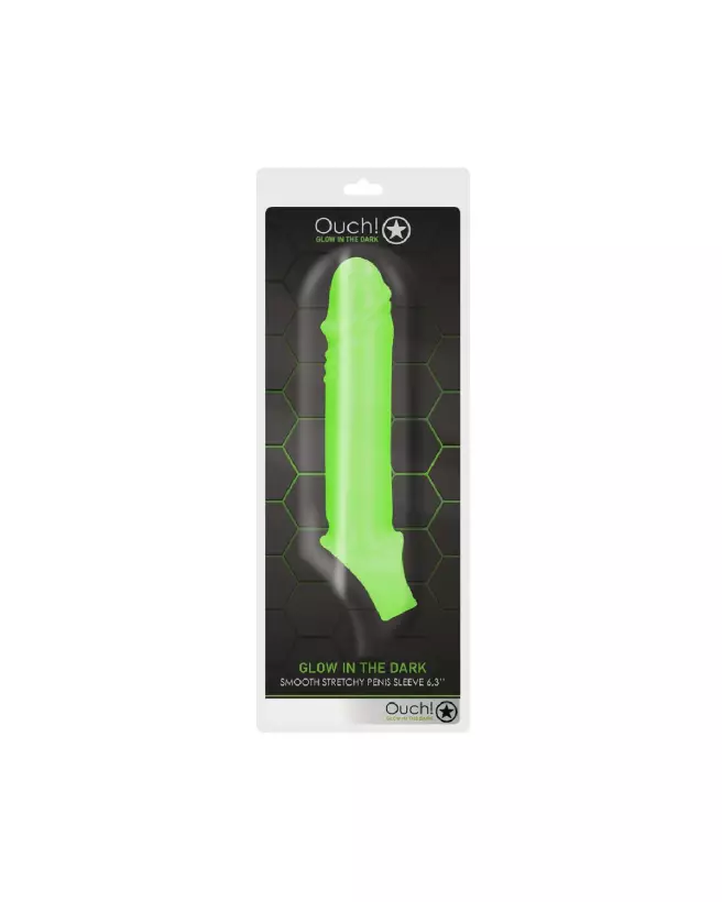 Gaine pénis lumineuse extensible Ouch! by Shots, effet glow in the dark-2