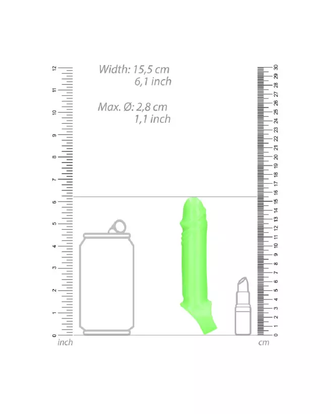 Gaine pénis lumineuse extensible Ouch! by Shots, effet glow in the dark-5