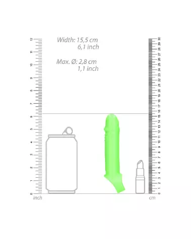 Gaine pénis lumineuse extensible Ouch! by Shots, effet glow in the dark-5