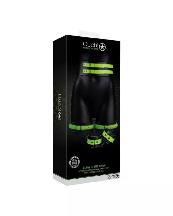 Harnais phosphorescent Ouch! by Shots avec menottes et ceinture taille S/M-2