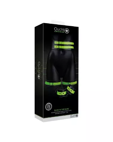 Harnais phosphorescent Ouch! by Shots avec menottes et ceinture taille S/M-2