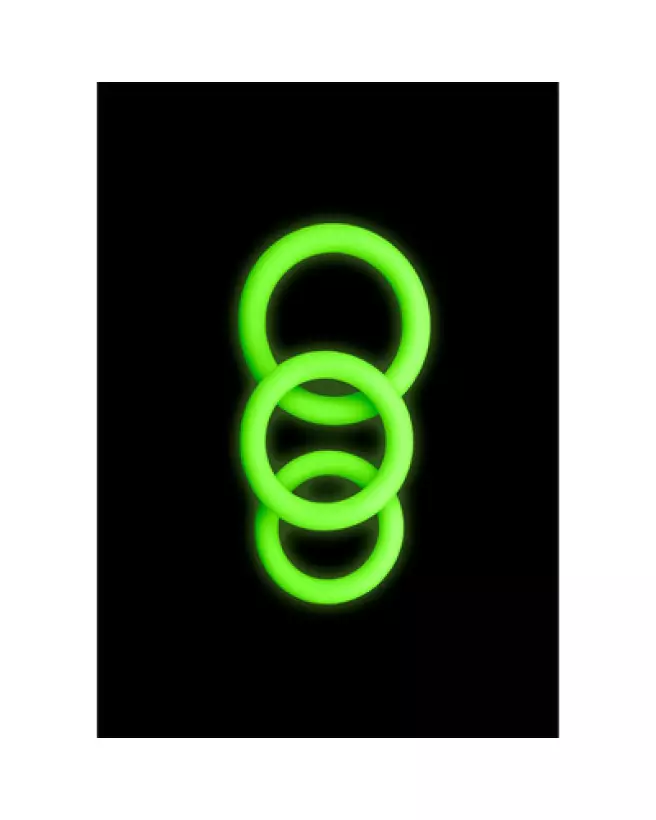 Cockring Set Glow in the Dark de Ouch! by Shots - Ensemble de 3 Anneaux-1