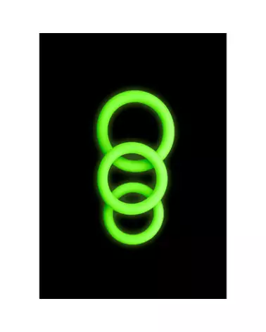 Cockring Set Glow in the Dark de Ouch! by Shots - Ensemble de 3 Anneaux-1