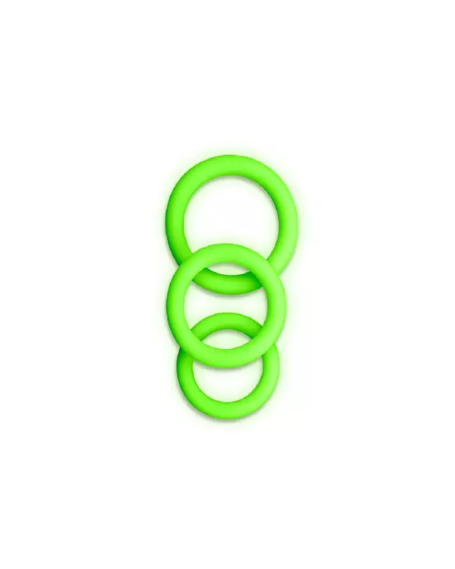 Cockring Set Glow in the Dark de Ouch! by Shots - Ensemble de 3 Anneaux-4