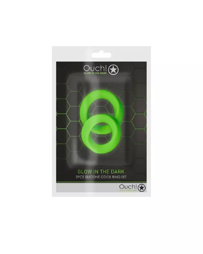 Cockring Set Glow in the Dark de Ouch! by Shots pour endurance et plaisir-2