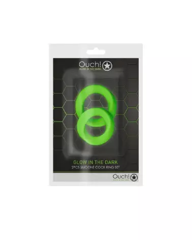 Cockring Set Glow in the Dark de Ouch! by Shots pour endurance et plaisir-2