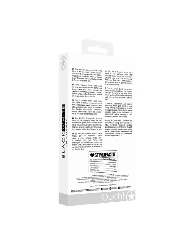 Masque en dentelle Queen de Ouch! by Shots pour élégance et jeux de rôle-3