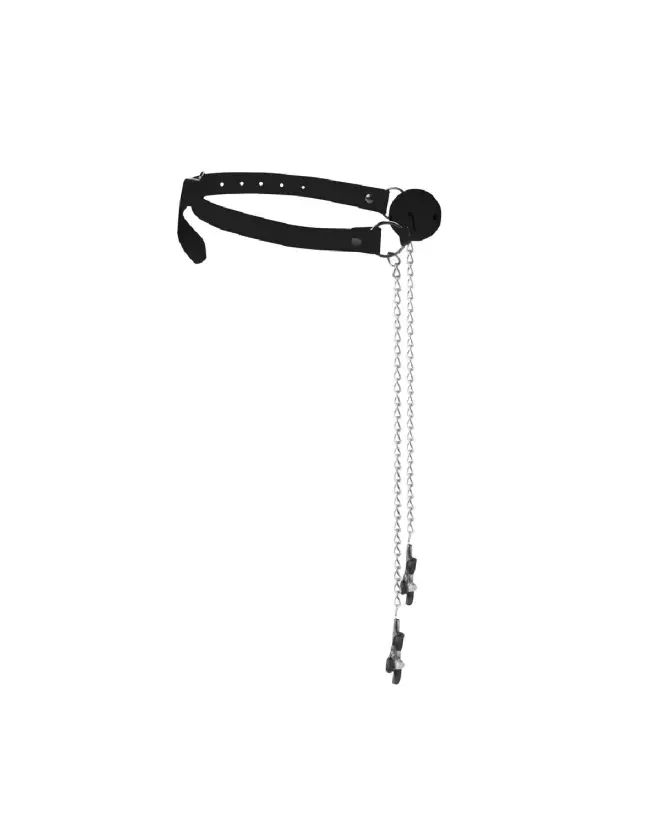 Baillon respirant Ouch! with Nipple Clamps pour jeux de soumission et plaisir BDSM-6