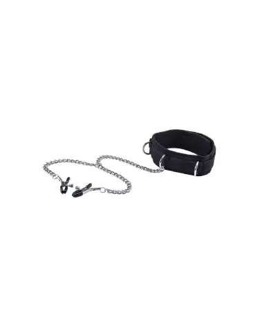 Collier Velcro Ouch! by Shots avec Pinces à Tétons pour jeux BDSM-4