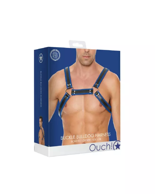 Harnais Bulldog en cuir Ouch! by Shots taille L/XL ajustable avec boucles-2