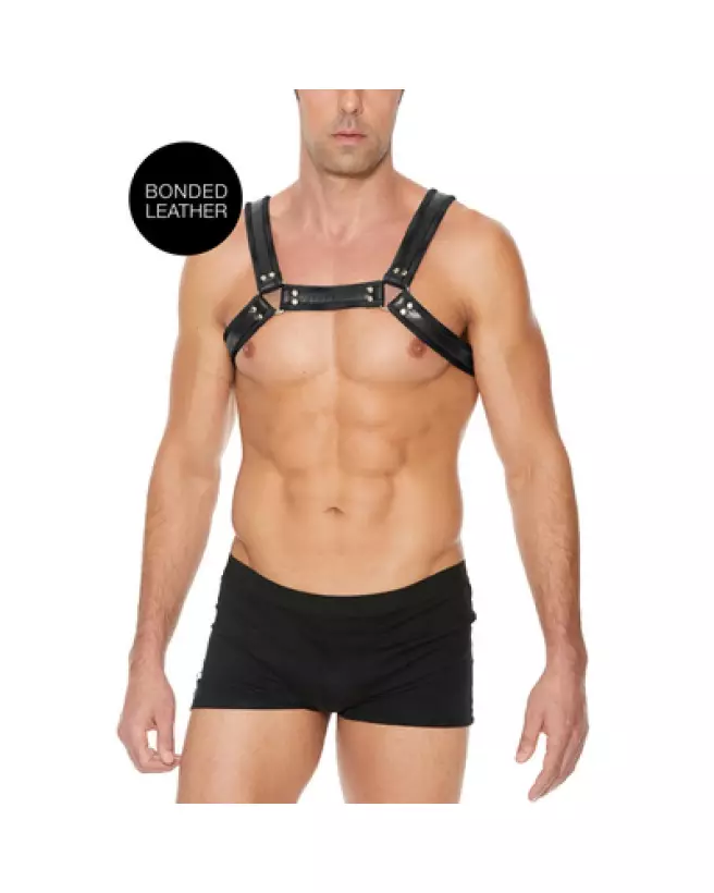 Image du Harnais Bulldog en Cuir S/M par Ouch! pour Homme avec Boucles Ajustables-1