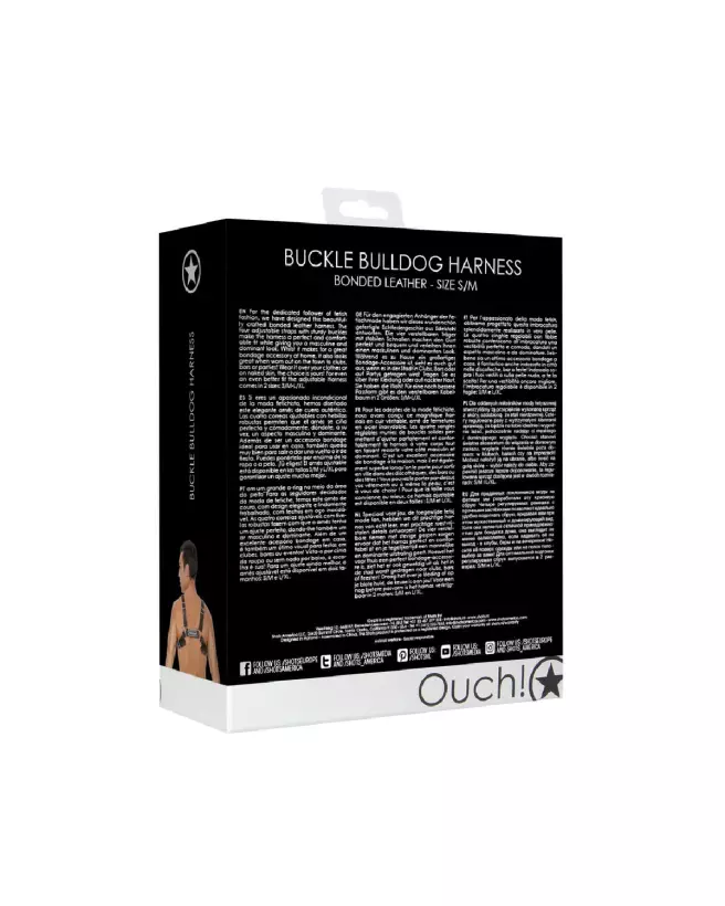 Image du Harnais Bulldog en Cuir S/M par Ouch! pour Homme avec Boucles Ajustables-3