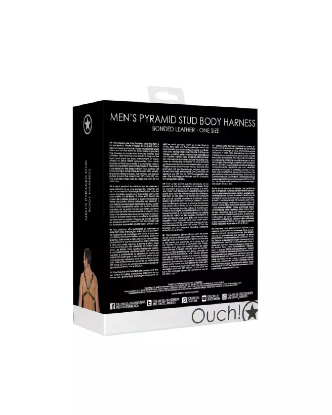 Harnais homme Ouch! by Shots Pyramid Stud en cuir taille unique-3