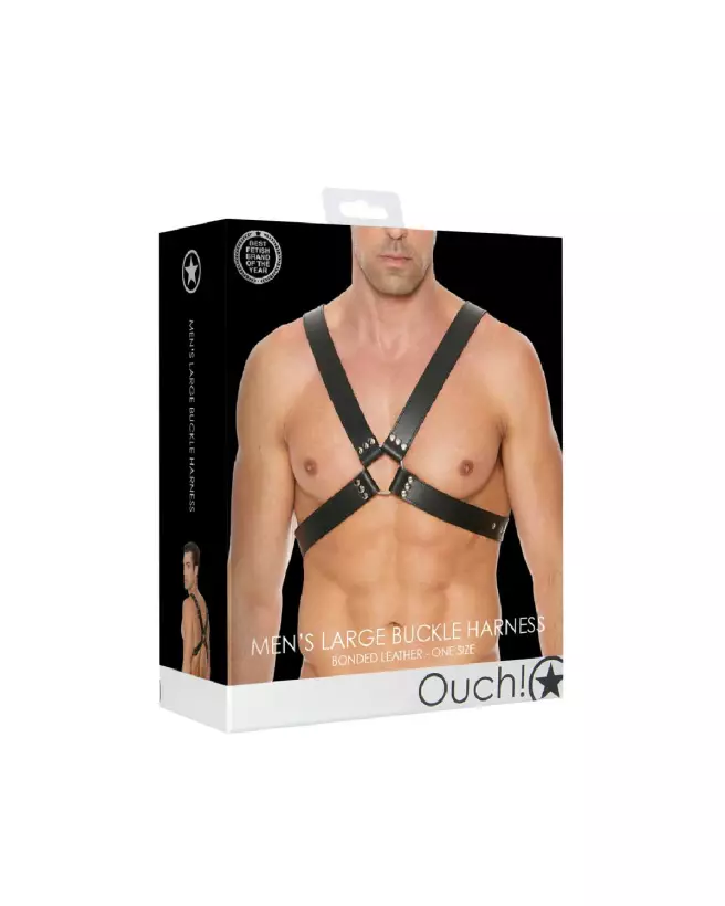 Harnais en cuir Ouch! by Shots avec grande boucle pour homme-2