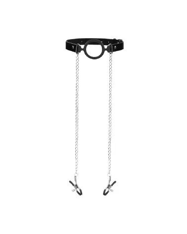 Image du Ball Gag O-Ring avec pinces à mamelons de Ouch! by Shots pour jeux BDSM-4