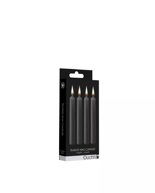 Bougies basses température Ouch! by Shots, pack de 4, couleur noire pour jeux sensoriels-2