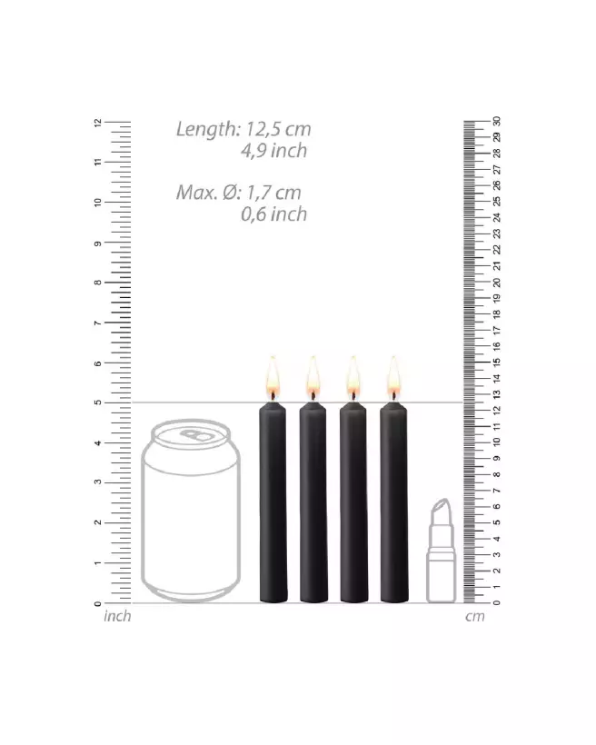 Bougies basses température Ouch! by Shots, pack de 4, couleur noire pour jeux sensoriels-4