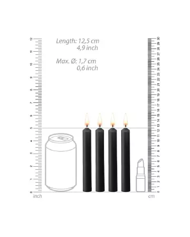 Bougies basses température Ouch! by Shots, pack de 4, couleur noire pour jeux sensoriels-4