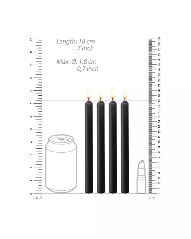 Bougies noires basse température Ouch! by Shots, pack de 4 grandes pièces-4