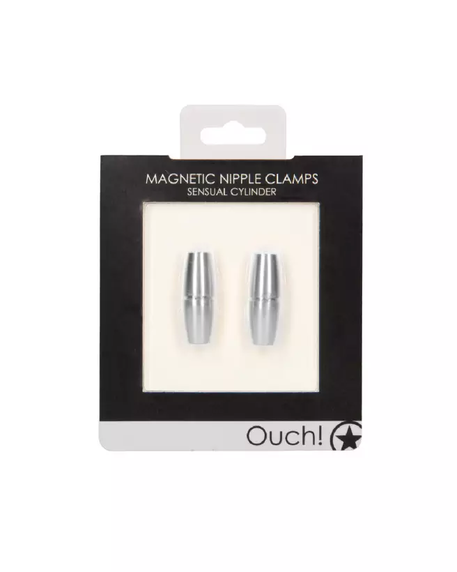 Pinces à Tétons Magnétiques Sensual Cylinder d'Ouch! by Shots pour jeux érotiques et plaisir intime-2
