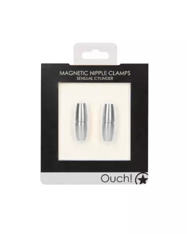 Pinces à Tétons Magnétiques Sensual Cylinder d'Ouch! by Shots pour jeux érotiques et plaisir intime-3