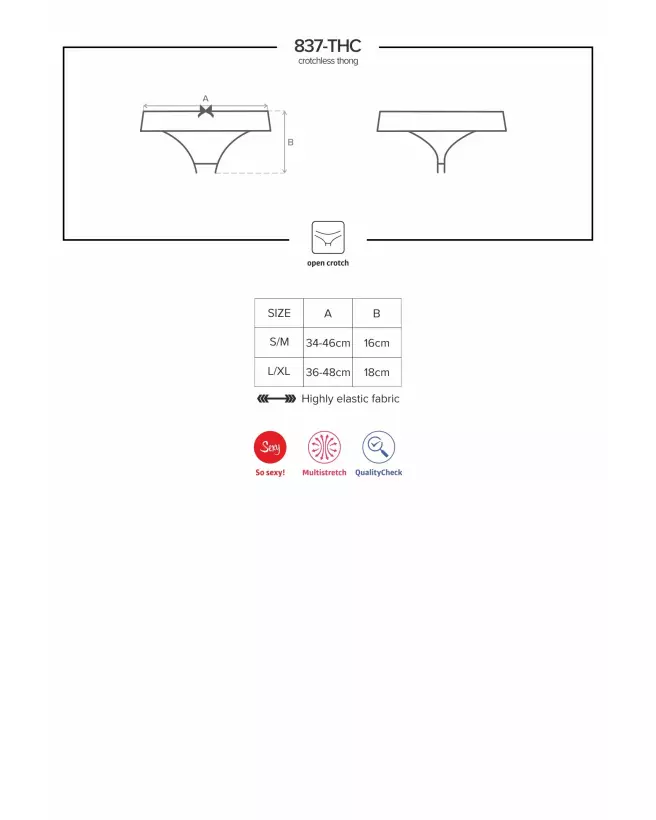 String Ouvert Noir 837-THC-1 Obsessive Lingerie Sexy Femme-11