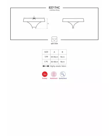 String Ouvert Noir 837-THC-1 Obsessive Lingerie Sexy Femme-11