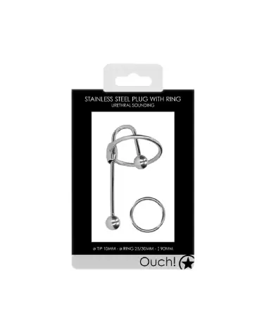 Image du Plug Pénien en Acier Inoxydable Ouch! by Shots - Tige à Urètre avec Bille-2