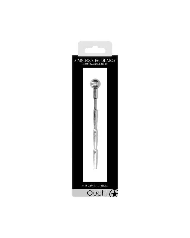 Image Long Hollow Penis Plug 8mm Ouch! by Shots, tige urétrale en acier inoxydable-2